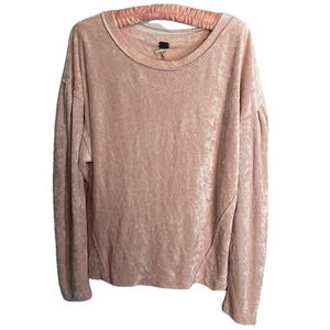Free people pink crushed velvet pullover sweater